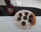 A picture of step 2 of Leftover Bati's chocolate laddo.