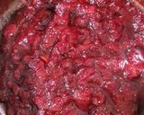 A picture of step 2 of 3 layered Strawberry Cheesecake.