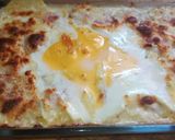Foto del paso 6 de la receta Patatas al horno con nata, mozzarella, jamón York y huevo