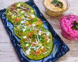 A picture of step 6 of Spinach Oats Uttapam with Coconut chutney and Beetroot Dip.