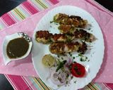 A picture of step 4 of Saunfia grilled paneer with mint chattny.