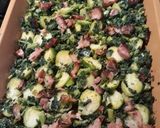 A picture of step 2 of Roasted Kale and Brussel Sprouts.