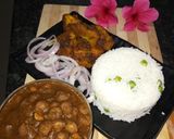 A picture of step 23 of Chole With mutter chawal & jeera alu.