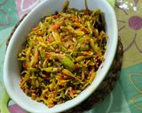 Foto langkah ke 5 dari resep Tumis Bunga Pepaya Plus Teri dan Pete anti pahit.