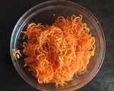 Foto del passaggio 10 della ricetta Spaghetti di carote al timo e zest di limone con pesto di basilico rucola e noci