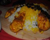 A picture of step 38 of Persian Barberries rice with saffron chicken (Zereshk polow BA morgh).