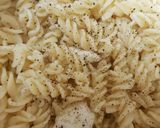 A picture of step 1 of My Nice Light Mozzarella pasta &sprinkled Parmesan Cheese grated.