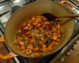 A picture of step 3 of Puy lentil stew with baked cauliflower and steamed cavolo nero.