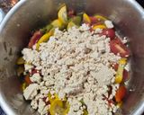 Tofu rántotta/lecsó cukkinivel vegán tojás nélküli szénhidrátszegény recept fázis 3 fotója
