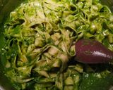 A picture of step 6 of Tagliatelle with Spinach and Almond Pesto.