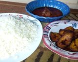 A picture of step 7 of White rice, plantain n fish stew.