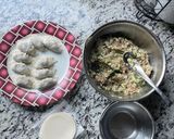 A picture of step 2 of Gyoza (japanese dumplings).
