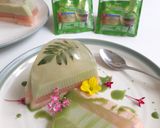 Foto langkah ke 9 dari resep Puding Matcha Semangka Edible Flower.