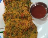 A picture of step 6 of Kodo vegetables millet pancake.