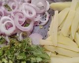 A picture of step 1 of Traditional Taste French fries and onion pakoray.