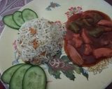 A picture of step 10 of Chicken Manchurian with egg fried rice.
