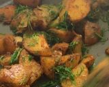 A picture of step 5 of New Potatoes & Dill leaves stir fry.