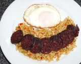 A picture of step 4 of Grilled Blood Sausage and Brown Rice with Vegetables.