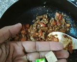 A picture of step 6 of Ugali, Managu(African nightshade) and beef.