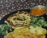 A picture of step 1 of Drumstick leaves healthy Adai Dosa (with full protein dals and idli rice with tomato chutney).