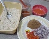 A picture of step 1 of Mix gari or kwabe gari.