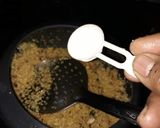 A picture of step 1 of Daliya couscous with curry leaf pesto crusted potatoes.