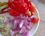 A picture of step 1 of Tofu matar masala.