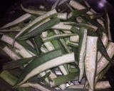 A picture of step 1 of Kurkuri bhindi.