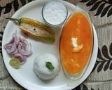 A picture of step 6 of Maharashtrian batata rassa.