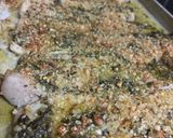 A picture of step 4 of Hake with Basil and Dukkah crust.