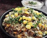 A picture of step 3 of Garlic Spinach Corn Rice.