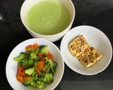 A picture of step 6 of HIGH PROTEIN RICE BOWLWith a creamy broccoli 🥦 sauce & grilled herbed paneer.