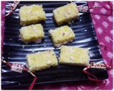 A picture of step 5 of Kesar Coconut Burfi.
