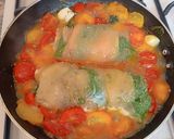 A picture of step 4 of Chicken Breast Roll-Ups with Swiss Chard and Parmesan Cream.