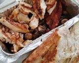 A picture of step 1 of 5 spice chicken with garlic 🧄.