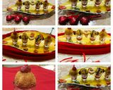 A picture of step 8 of Vermicelli PASTA bombs served with Strawberry custard sauce.