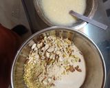 A picture of step 3 of Badam pista Rava cake.