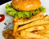A picture of step 5 of Chicken shami burger with crunchy fries 😋👌.