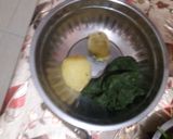 A picture of step 1 of Bathua Tikki.
