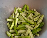 A picture of step 1 of Tendli pickle (ivy gourd).
