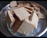 A picture of step 4 of Peanute leyard Chikki.
