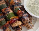 A picture of step 6 of Chicken Souvlaki with Vegetables and Quick Tzatziki.