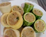 صورة لخطوة 2 من وصفة 🍲 طاجين الحمص بالكورجات والبطاطا المحشية