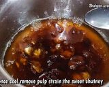 A picture of step 2 of Pani puri recipe step by step teekha pani boondi imli gud chutne.