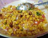 A picture of step 2 of Schezwan corn bhel.