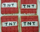 A picture of step 7 of Minecraft cookies with handmade treat tags.