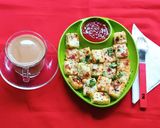 A picture of step 4 of Sooji dhokla.
