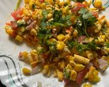 A picture of step 2 of Mexican Corn masala chaat cups.