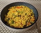 Curry-s zöldséges virslis tarhonya zabkrémmel /egytálétel/🥕🌽🫛🥦🥘🥘🥘 recept fázis 5 fotója