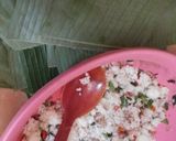 Foto langkah ke 3 dari resep Nasi Bakar Cumi Asin Pete pedas.